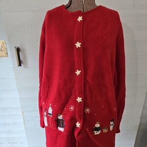 Vintage Premier International Ladies Plus Fleece Button Up Sweater Size XL